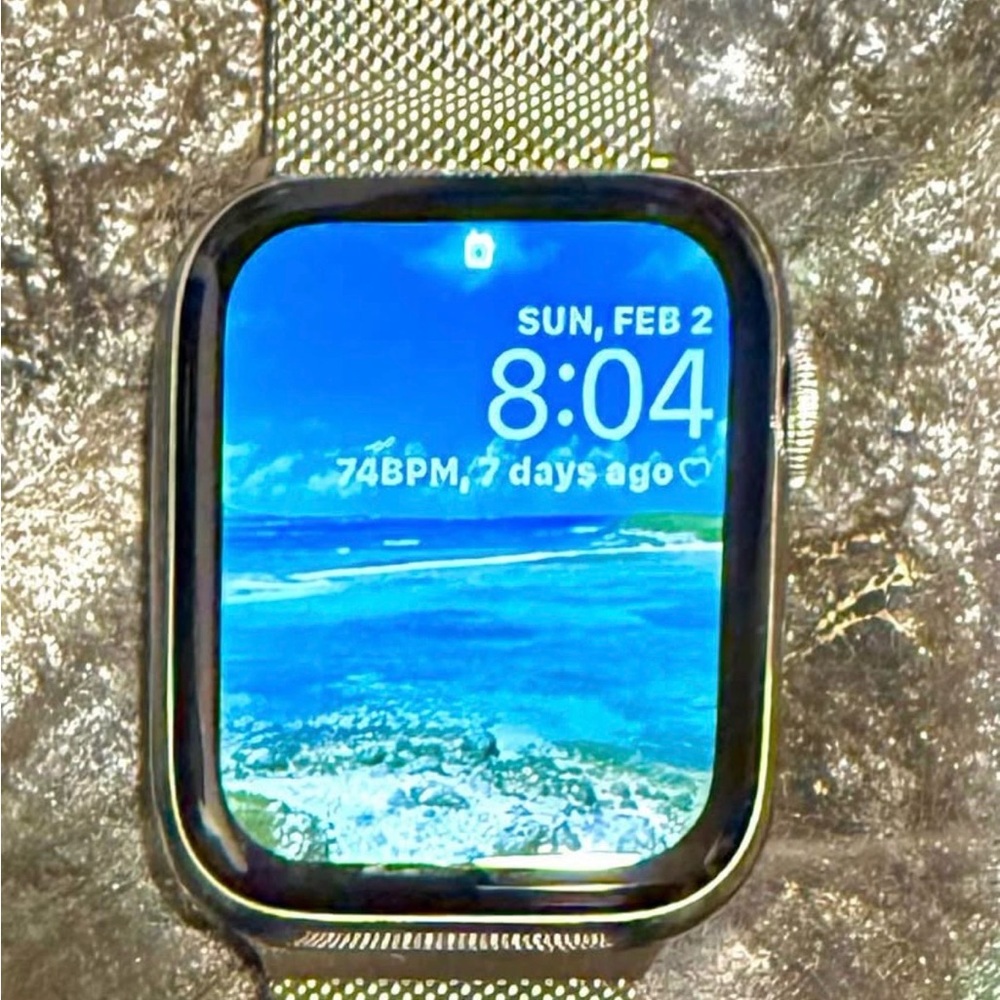 Stainless steel Apple Watch Series 6 (44mm) with Silver Mesh Band